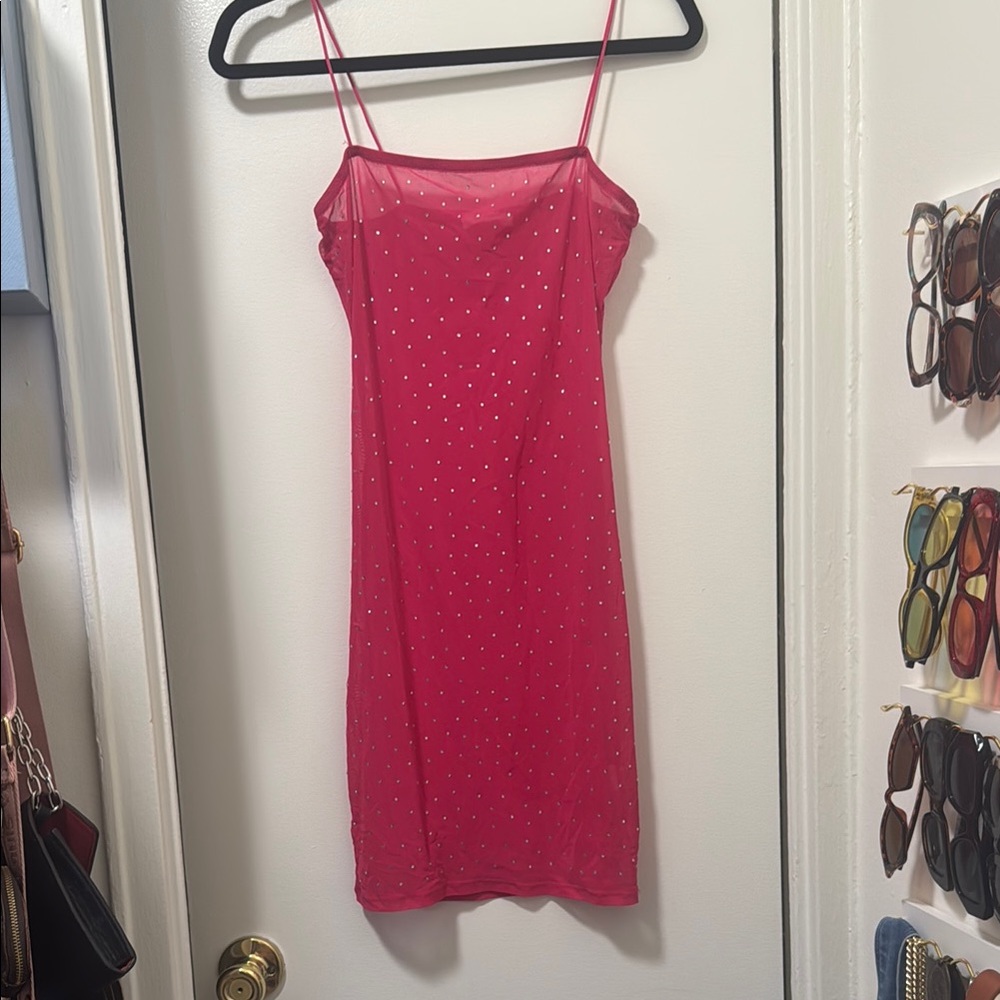 12th Tribe Pink Mesh Dress with Sequins